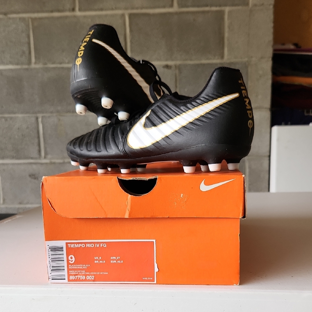 Nike Tiempo Black and White Soccer Cleats. Worn For Only 2 Actual Games